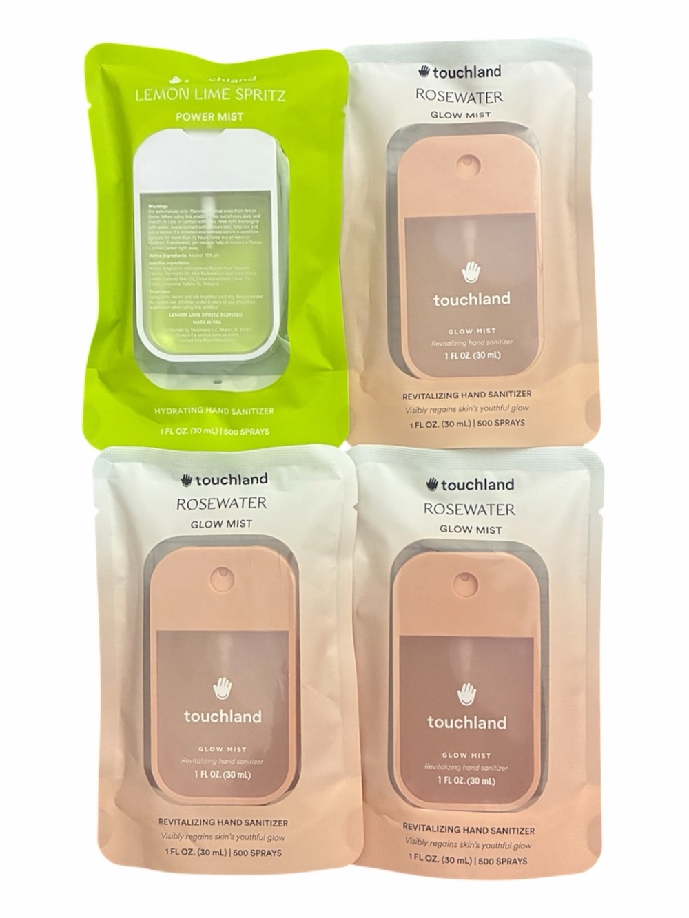 Touchland Hand Sanitizer × 4 Rosewater Lemon Lime Spritz
